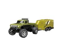 Mini RC Monster Truck with Trailer, 2.4Ghz & APP Remote Control, Alloy Shell Off-Road Car, Rechargeable with LED Lights for Kids Adults (Green One size)