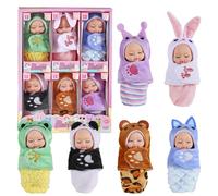 Mini Reborn Doll, 6 Pcs 4 Inch Sleeping Rebirth Dolls, Movable Joint Mini Baby Dolls with Sleeping Bag Clothing