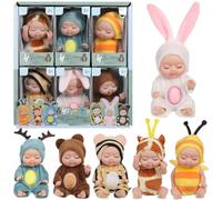 Mini Reborn Dolls - 6 Pcs Sleeping Rebirth Dolls with Clothes, Miniature Reborn Doll Toys, Washable Lifelike Newborn Baby Doll, Cute Baby Dolls Realistic Small Baby Dolls for Kids Girls (1PCS)