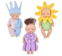 Mini Reborn Realistic Baby Dolls, 3Pcs Sleeping Rebirth Cute Little Tiny Babies With Animal Clothes for Kids' Gifts