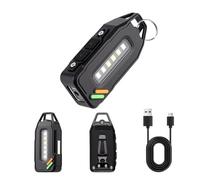 Mini Rechargeable Keychain Torch 700 Lumens EDC Small Keyring Clip-On Pocket Torch Led Super Bright Waterproof Flashlight with 9 Modes Magnetic Base COB Side Light for Camping Hiking Emergency Repair