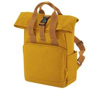 (One Size, Mustard Yellow) Bagbase Unisex Adult Mini Recycled Twin Handle Backpack