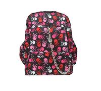 MINI RED PINK SKULL CROSS BONES Backpack School College Gothic Goth Skulls Travel Festival Gig Alternative Splash Proof Nylon Laptop Rucksack Bag