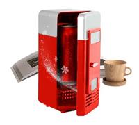 Mini Refrigerator - Portable Beverage Cooler | Personal Small Fridge with Insulation Cooling & Heating Functions for Students Dorm Desk Office, Compact Desktop Drink Warmer, Black Red ABS