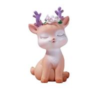 Mini Reindeer Statue Cartoon Fawn Elk Pattern Figurine Cake Topper Desk