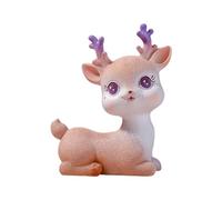 Mini Reindeer Statue Cartoon Fawn Elk Pattern Figurine Cake Topper Desk