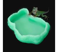 Mini Reptile Food Water Rock Bowls,Luminous Amphibian Feeding Dish,Resin Rock Worm Feeder Terrarium for Lizards,Chameleon,Leopard Gecko,Frog,Bearded Dragons,Snake,Hermit Crabs,Turtle Spider Pet