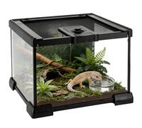 Mini Reptile Glass Terrarium, 7.9 x 7.9 x 5.7 in Full View Rainforest Vivarium Tank, Stackable Amphibian Enclosure Cage for Turtles, Geckos, Frogs, Hermit Crabs, Ready to Use
