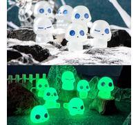 Mini Resin Aliens 15 Pack Glow in the Dark Aliens Figurines Tiny Aliens Little Aliens Mini Resin Luminous Figures Small Ghosts Halloween Miniature Fairy Garden Accessories Gifts Green