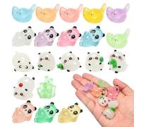 Mini Resin Animals, 20 Pack Funny Mixed Tiny Resin Animals Cute Glow in the Dark Manta Ray Panda Little Figures Ornaments for Fairy Garden, Dollhouse, Aquarium, Craft, Miniature Scene, Party Favours