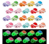 Mini Resin Animals, 30 PCS Mini Turtles, Mini Animals Glow in the Dark Turtle, Miniature Animals Glowing Turtles, Resin Animals for Garden Micro Landscape Ocean Animal Theme Decoration (10 Colors)
