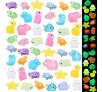Mini Resin Animals,75 Pieces Tiny Small Resin Animals Mini Glow in the Dark Turtle Miniature Little Figures for Garden Dollhouse Decor