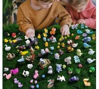 Mini Resin Animals Figures Set 100 Pieces for Miniature Garden Decor - Slime Charm for Craft - Tiny Resin Animal Figurines for Fairy Garden or Terrarium Decor