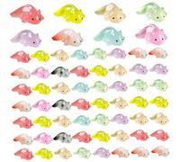 Mini Resin Axolotl, 64PCS Glow in the Dark Tiny Axolotl Figures, 1.2x0.6" Small Resin Animals for DIY Craft Garden Landscape Dollhouse Potted Plants Decor, Random Color