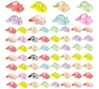 Mini Resin Axolotl, 64PCS Glow in the Dark Tiny Axolotl Figures, 1.2x0.6" Small Resin Animals for DIY Craft Garden Landscape Dollhouse Potted Plants Decor, Random Color