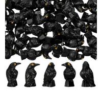 Mini Resin Crows Bulk,Glow Black Raven Collectible Figurines,Tiny Little Black For Micro Cr Crows Gothic Landscape,Realistic