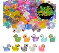 Mini Resin Ducks 100 Pack Glow in the Dark Tiny Ducks, Cute Little Ducks, Small Resin Ducks for Dollhouse Decor Accessories, Garden Micro Landscape, Aquarium, Potted Tiny Homes, Hide and Seek