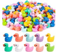 Mini Resin Ducks Bulk Tiny Ducks Set for Potted Miniature Decoration Garden Dollhouse Cake Decoration DIY Slime Kit Craft Charms Party Toys. (100 PCS duck)