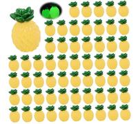 Mini Resin Figures Pineapple Decor 60Pcs Glow in the Dark Mini Artificial Pineapple Lifelike Tiny Fake Fruit Fake Pineapple Mini Resin Figurines for Art Crafts 1.1x0.8'', Artificial Pineapple