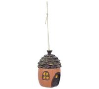 Mini Resin House Ornament Christmas Season Pinecone Figurine for Tree | Multi Colour Layered Painting, Rustic Fairytale Look, Hangable Decor for Shelves, Desktops and Collectors