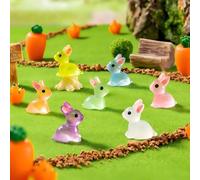 Mini Resin Rabbits, 20 PCS Cute Tiny Bunnies for Crafts, Little Bunny Glow in The Dark, Miniature Rabbit Figurines for Fairy Garden