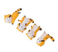 Mini Resin Raccoon Figurines 4pcs for Cake Decoration and Home Display | Yellow Vivid Festive Ornament, Potted Accent for Desk Styling, Non Fading Finish, Charming Animal Figure
