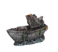 Mini Resin Sunk Ship Aquarium Ornament, Hollow Decorative Fish Tank | Hollow interior provides essential shelter for small aquatic life while maintaining a realistic sunken vessel aesthetic