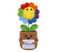Mini Retirement Sunflower Crochet with Positive Card Gifts for Women,Retirement Gift for Women, Goodbye Gifts for Coworkers, Friend, Mum, Boss, Nurse, Teacher (Retired)