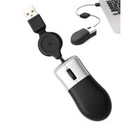 Mini Retractable Mouse Cable Wired USB Optical Mouse for Kids Travel Plug & Play Small Portable Adjustable for Laptop Computer A-pple M-ac HP Dell Lenovo Thinkpad Sony Asus Acer Tablet PC Corded
