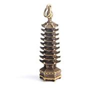 Mini Retro Brass Chinese Ancient Pagoda Tower Statue Key Chain Car Pendant Home Office Desk Decoration Ornaments Art collection