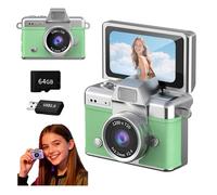 Mini Retro Camera, Mini Keychain Camera, With 1.47 In LCD Screen,with 1080P Video & Built-In Flash, Includes 64GB Card For Travel, Concerts And Daily Recording(GREEN)