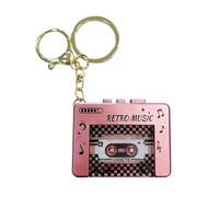 Mini Retro Cassette Player Keychain Charm Fun Music Box Decoration Tape Car Children Backpack Keyring Pendant Gifts