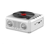 Mini Retro Cd Record Shaped Player With Built-in Bluetooth Receiver & Stereo Speakers, Portable Vinyl Speaker Player for Entertainment & Birthday&christmas,Compatible Tf Card/memory Card/aux (White)