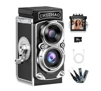 Mini Retro Digital Camera, Portable Vintage TLR Style Autofocus Point and Shoot Compact Travel 12MP 1080P Camera with 16GB Card, 1000mAh Battery, Gift for Teens Adults Beginner