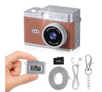 Mini Retro Keychain Digital Camera, Ultra-Compact Tiny Camera with 1080P Video, 0.96" Display, Long Battery Life, Pocket Video Recorder for Travel, Daily Vlogging, Birthday (Brown)