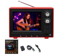 Mini Retro TV, 2.4 Inch HD Portable Vintage Television with 8GB Storage, USB Video Upload, 180 Mins Battery, 1:12 Scale Mini TV for Dollhouse Miniature Scenes Collectible Decor Gift (Red)