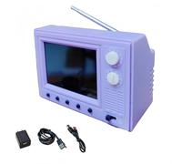 Mini Retro TV - 720P Screen Dollhouse Television with 8GB Storage, USB Playback & Headphone Jack for 1:12 Scale Collectors(Dreamy Purple)