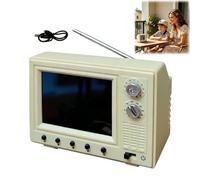 Mini Retro TV Player, 8GB Memory Cartoon Mini TV with Headphone & USB Playback, Perfect for Dollhouse Scenes & Collectible Decor (white)