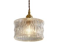 Mini Return to Work Industrial Style Chandelier Simple Engraved Glass Lampshade Hanging Lighting Hanging Wire Adjustable E27 Single Head Pendant Lamp for Bedside Aisle Balcony Lighting