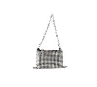 Mini Rhinestone Square Bag Metal Double Chain Shoulder Bag Sparking Party Bag Diamond Coin Purse Sparkly Rhinestone Purses(Black)