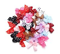 Mini Ribbon Bows, 30/60pcs 2.5x2.5cm Polka Dot Satin Ribbon Bows Multicolor for DIY Crafts(Random,60pcs)