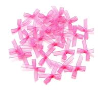 Mini Ribbon Bows, Chiffon Bow Flowers Multicolor 3x35mm Pack of 50/100/200 Pcs for DIY Crafts(Hot Pink,100Pcs)