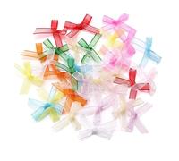 Mini Ribbon Bows, Chiffon Bow Flowers Multicolor 3x35mm Pack of 50/100/200 Pcs for DIY Crafts(Random,100Pcs)