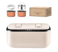 Mini Rice Cooker, Multi-functional Double-bladder Rice Cooker 2X2.5l Intelligent Touch Screen Double Spelling Steaming Rice Cooker, Removable Non-stick Pot,12 Preset Menus 2.5L+2.5L米白-黄晶内胆