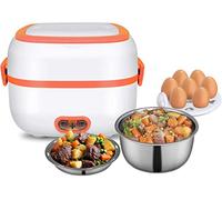Mini Rice Cooker, Multifunctional Self Cooking Electric Lunch Box, Portable Food Heater Steamer with Bowls, Egg Steaming Tray for Home Office School Cook Rice Vegetable Meat Eggs, 1.0L