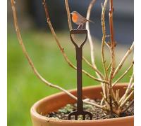 Mini Robin on Fork Metal Garden Stake | Outdoor Sculpture Statue Robins Decoration