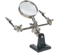 Mini Robot Soldering Stand With 60mm Magnifier -Helping Hands Hobby Clips Holder