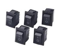 Mini Rocker Switch 5PCS - SPST On-Off 125VAC/6A 250VAC/3A Black Square Boat-Shaped Switch for Home Appliances, Water Dispensers, Treadmills, Coffee Makers, 50x40x30 mm