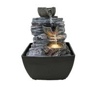 Mini Rockfall Springs Indoor Tabletop Water Fountain with LED Light, USB Resin Rock Water Feature for Home, Office, Bedroom, Desk & Relaxation Décor, 18cm