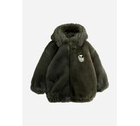 Mini Rodini Girls Ritzratz Patch Faux Fur Jacket in Grey - Grey - 92-98 cm (1.5-3 Yrs)